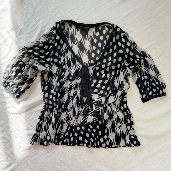 Ted Baker 100% Silk Black and White Blouse - Picture 8 of 9